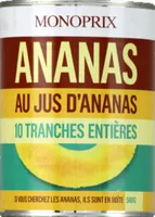 Ananas en tranches au jus d'ananas