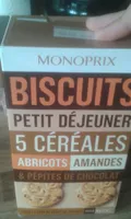 Biscuits Petit Déjeuner 5 Céréales Abricots, Amandes & Pépites de Chocolat