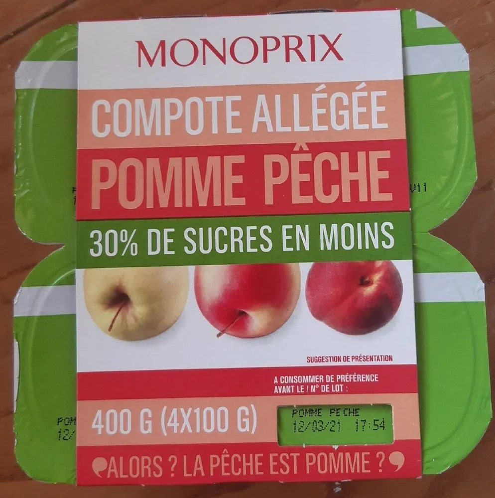 Compote allégée pomme pêche