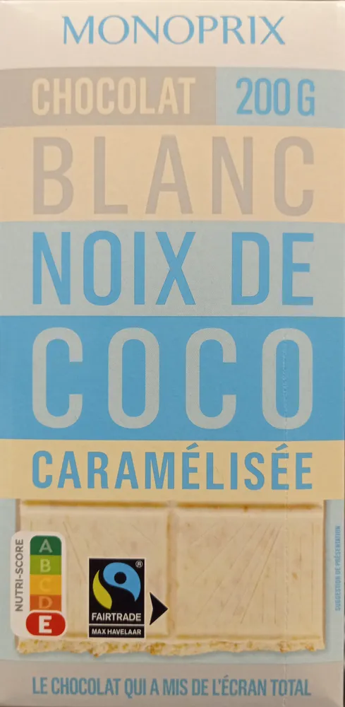 Chocolat blanc à la noix de coco caramélisée