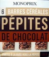 6 Barres céréales Pépites de chocolat Monoprix