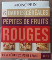 6 Barres céréales Pépites de fruits rouges Monoprix