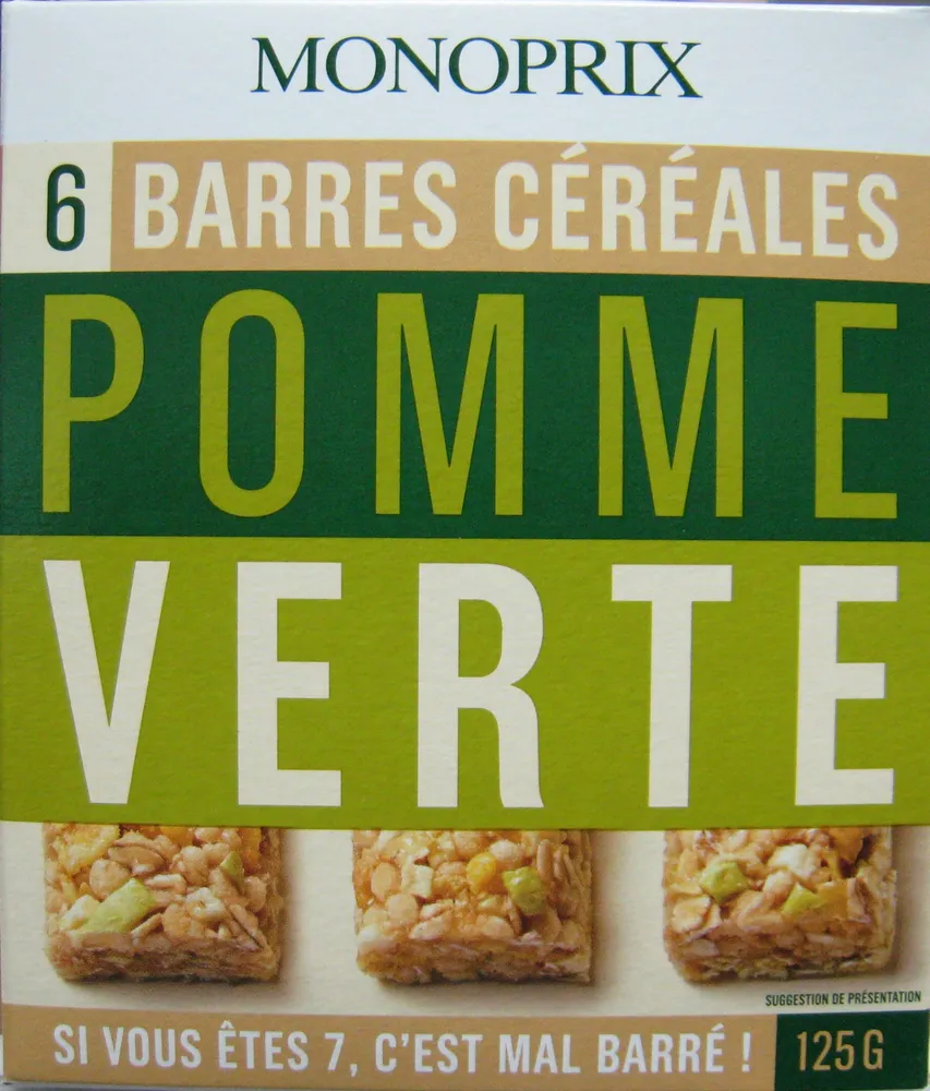 6 Barres Céréales Pomme Vert