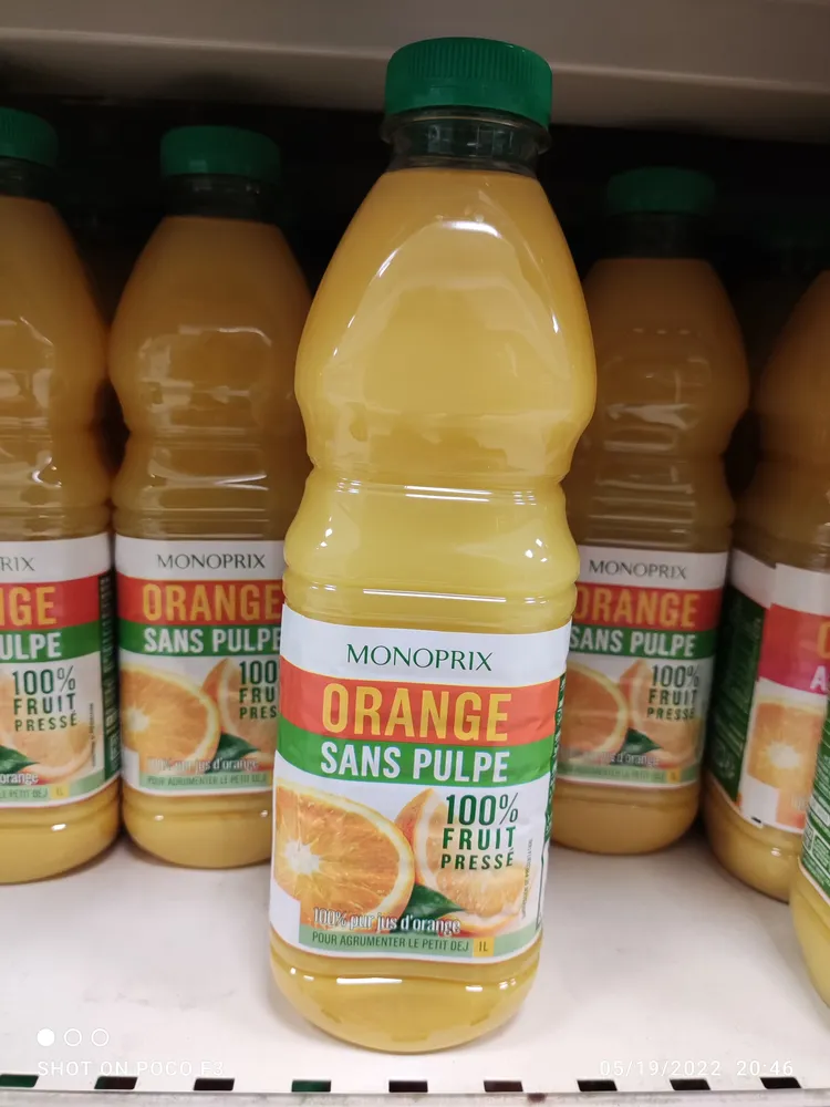 Jus d'orange sans pulpe