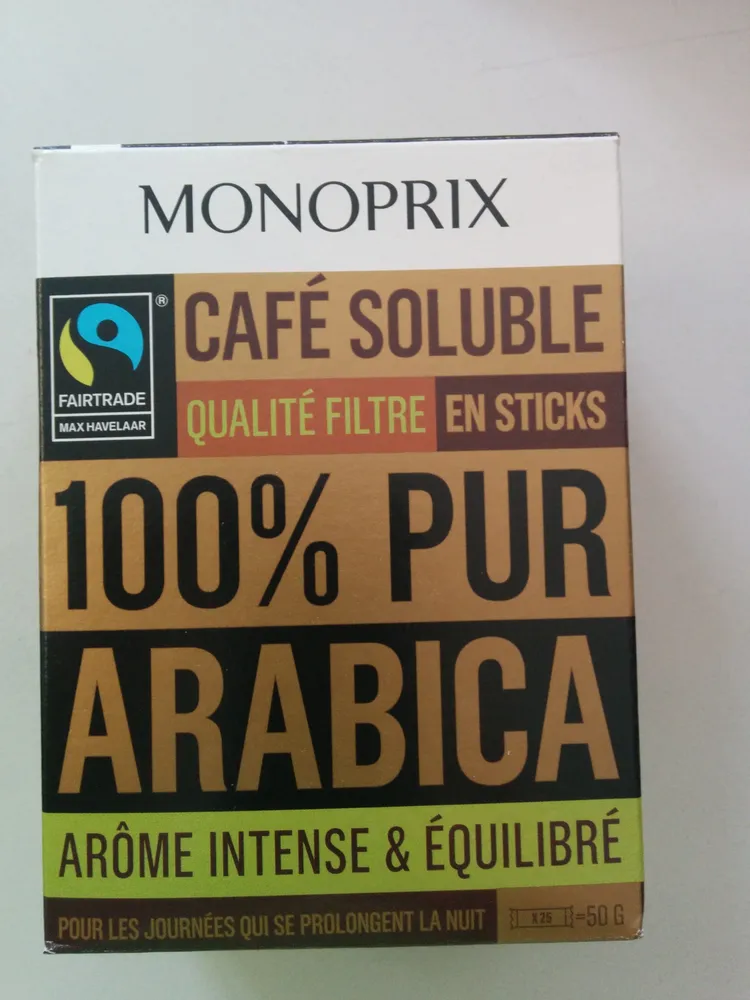 Café 100% arabica soluble en stick