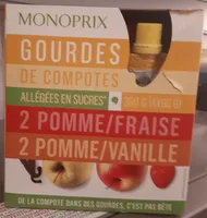 Mes compotes pommes fraise & pommes vanille Monoprix