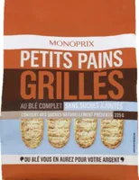 Petits pains grillés au blé complet sans sucres ajoutés
