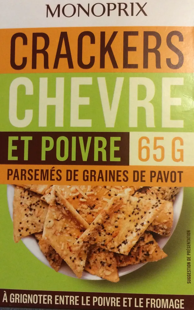 Crackers chèvre et poivre parsemés de graines de pavot