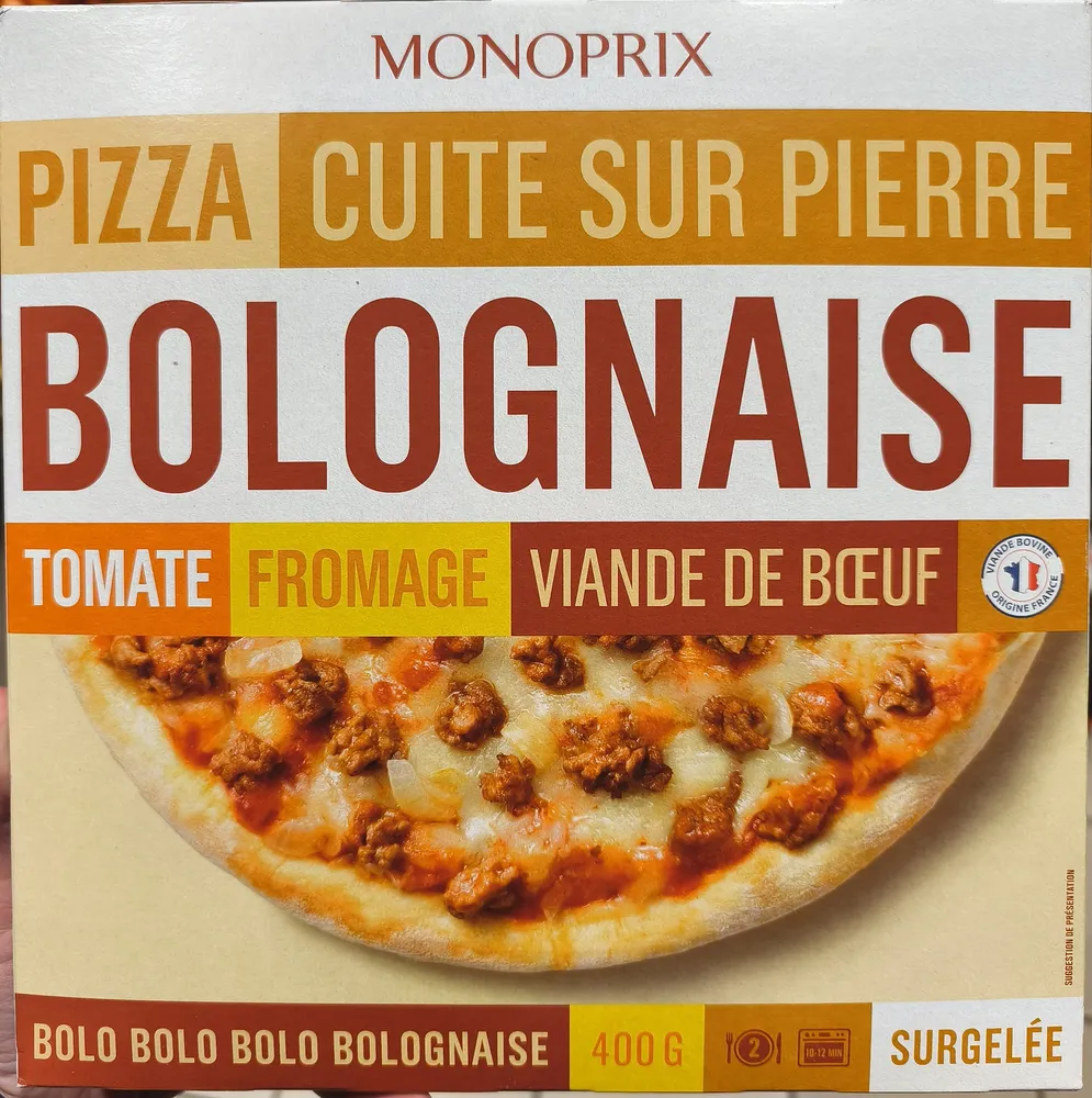 Pizza Cuite sur Pierre Bolognaise