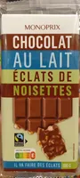 Chocolat au lait et éclats de noisettes