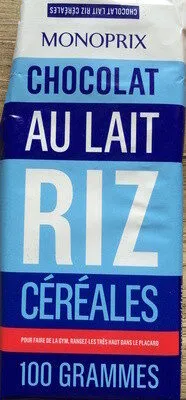 Chocolat au lait riz céréales
