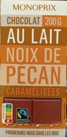 Chocolat au lait et aux morceaux de noix de pécan caramélisées