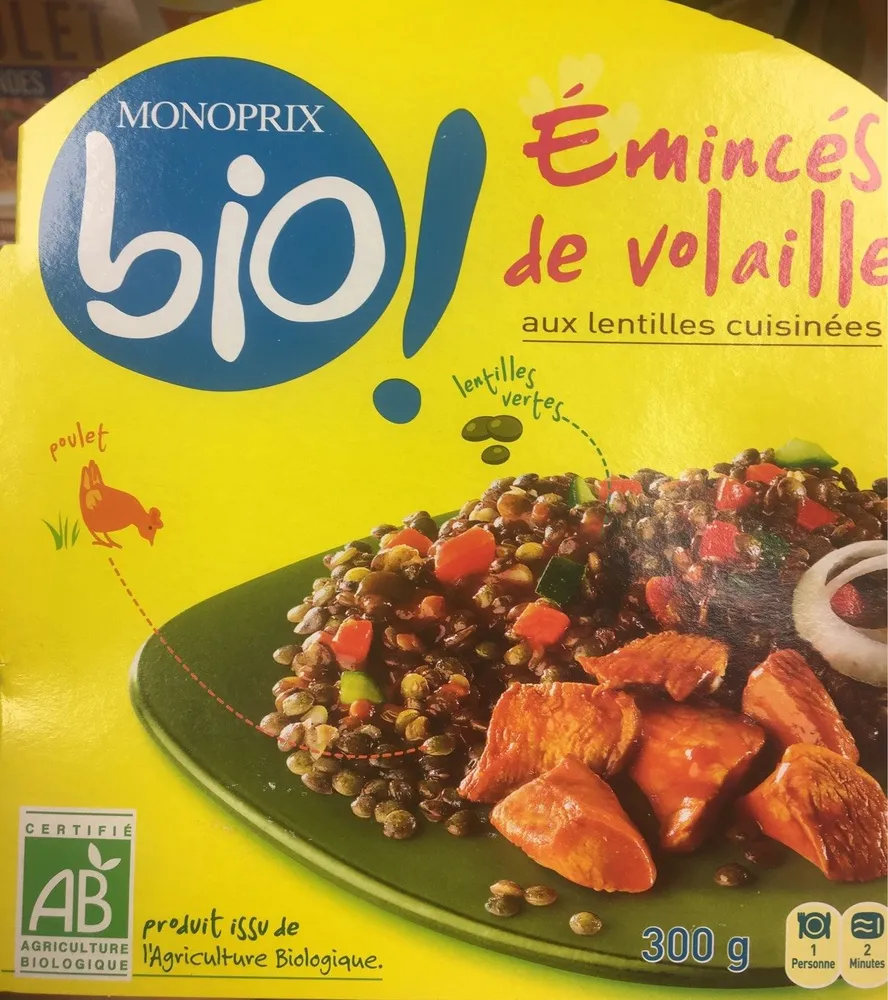 Emincés de volaille aux lentilles cuisinées