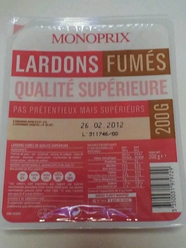 Lardons fumés, qualité supérieure