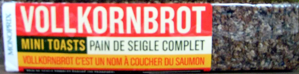 Vollkornbrot Mini-toasts pain de seigle complet Monoprix
