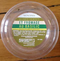 Olives vertes et fromage au basilic