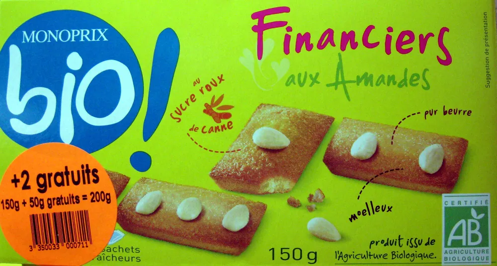 Financiers aux Amandes Bio Monoprix
