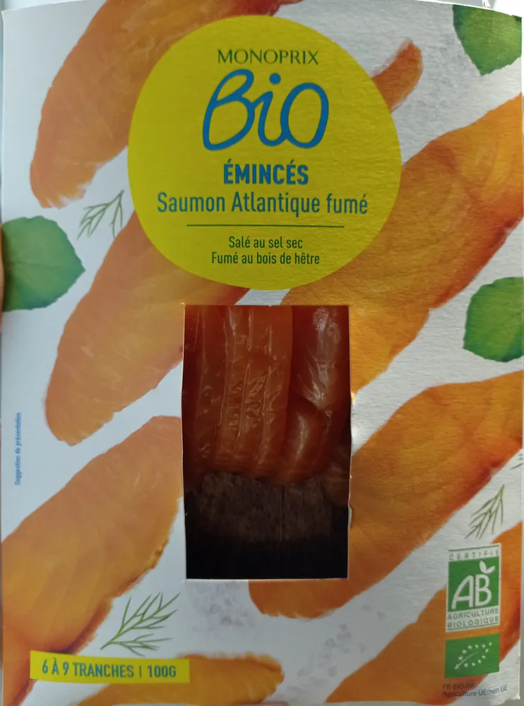 Emincés de saumon Atlantique fumé Bio (6 à 9 tranches) - 100 g