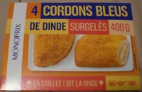 4 Cordons Bleus de Dinde, Surgelés