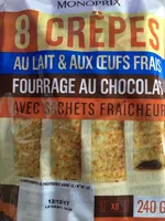 Crêpes fourrées au chocolat, au lait frais, sans conservateur