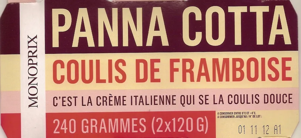 Panna Cotta coulis framboise