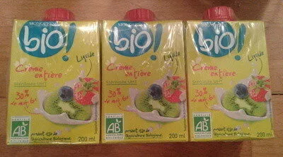Crème entière stérilisé UHT (30 % MG) liquide