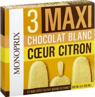 3 Maxi chocolat blanc coeur citron