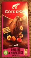 Chocolat au lait raisins noisette