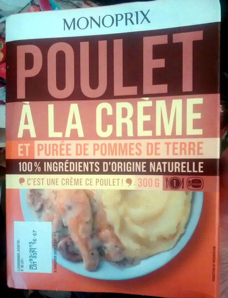 Poulet à la crème et purée de pommes de terre