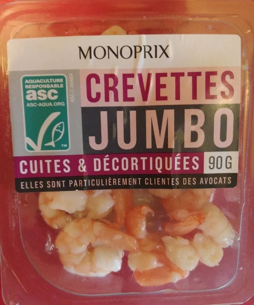 Crevettes Jumbo cuites & décortiquées