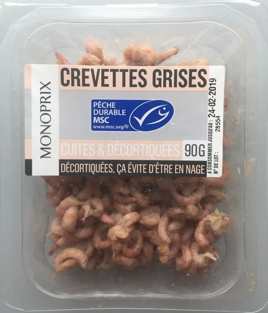 Crevettes grises cuites & décortiquées