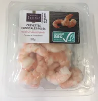 Crevettes tropicales roses décortiqués fermes et croquante