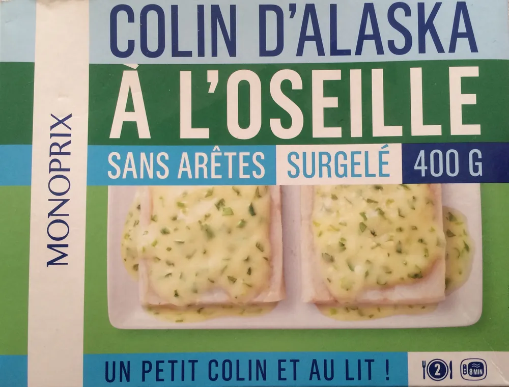 Colin d'Alaska à l'Oseille sans arêtes, Surgelé