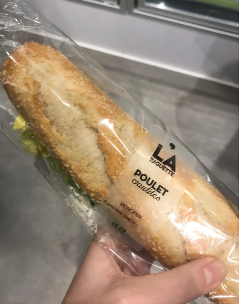 Sandwich Baguette Poulet Crudités