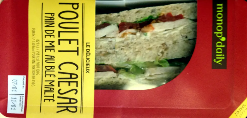 Poulet Caesar - Pain de mie au blé malté