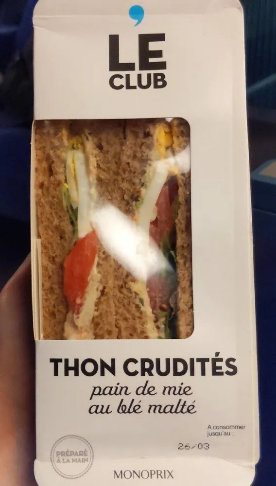 Thon crudités pain de mie au blé maltais