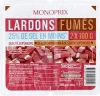 Lardons fumés, 25% de sel en moins qualité supérieure