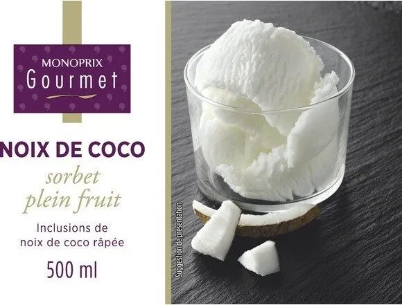 Sorbet plein fruit à la noix de coco râpée