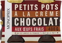 Petits pots à la crème chocolat et aux oeufs frais