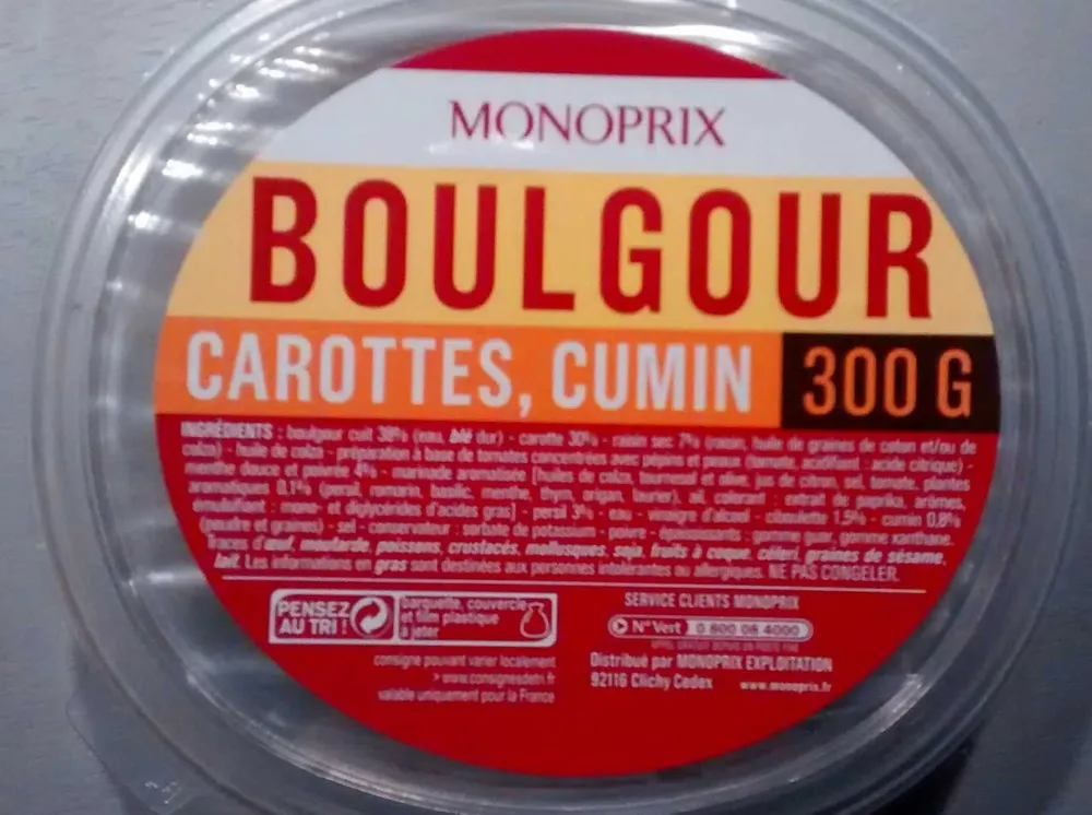 Boulgour carottes, cumin