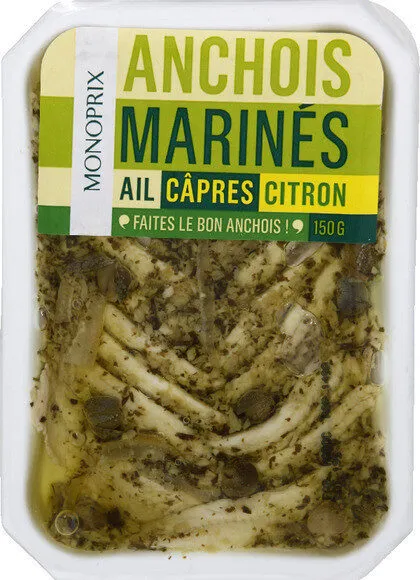 Anchois marinés ail câpres citron