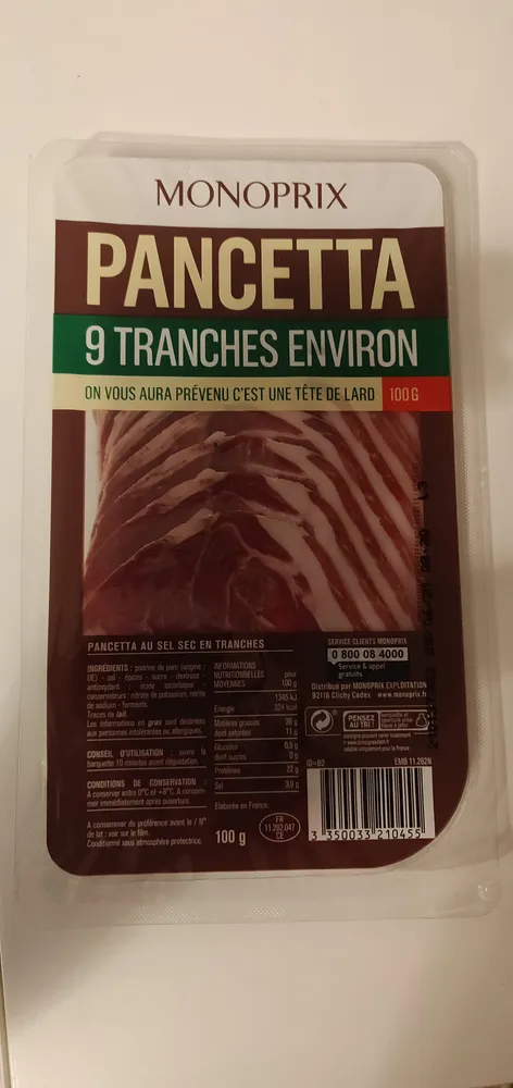 Pancetta au sel sec