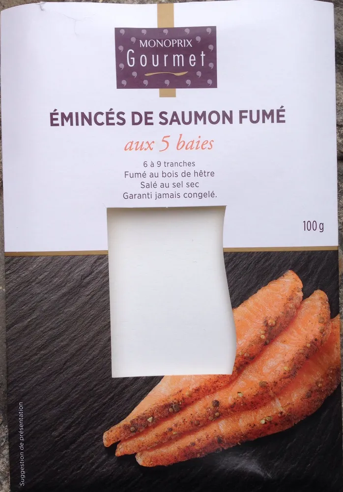Émincés de saumon fumé aux 5 baies