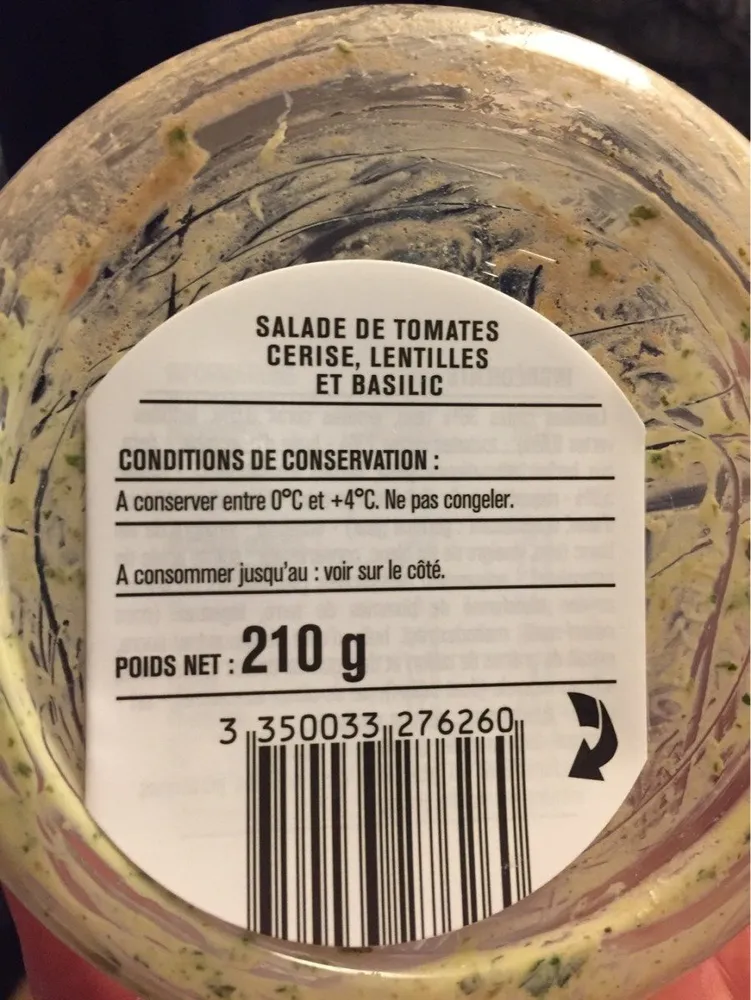 Salade de Tomates Cerise, Lentilles et Basilic