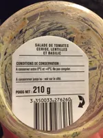 Salade de Tomates Cerise, Lentilles et Basilic