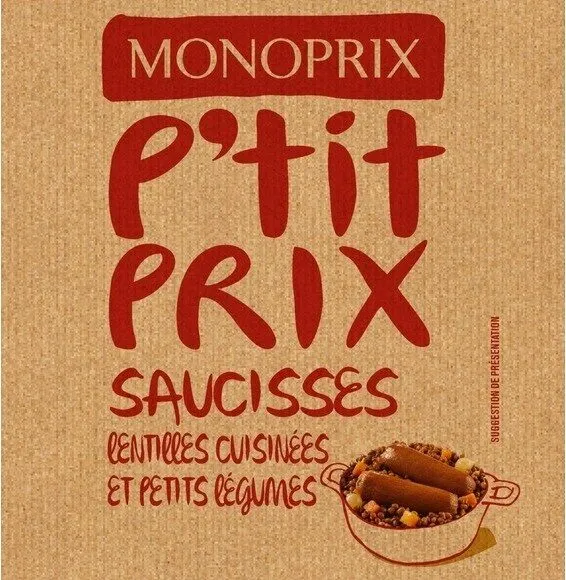 Saucisses lentilles cuisinées et petits légumes