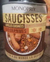 Saucisses lentilles cuisinées et petits légumes
