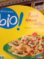 Ravioli épinards ricotta, sauce basilic et parmesan bio