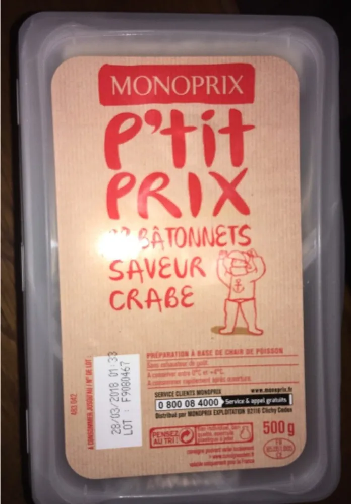 28 batonnets saveur crabe