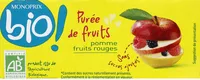Compote en purée de fruits pomme et fruits rouges